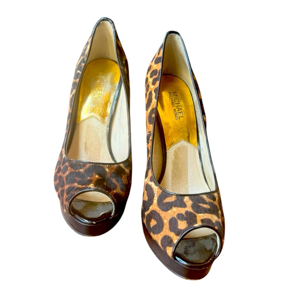 Michael Kors Leopard Print Peep Toe Heels